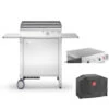 Pack Plancha électrique Chef 55 Lisse + Chariot Fermé + Housse + Capot - PLANET -Weber Soldes Boutique pack plancha elec chef 55 lisse char ferme houscapot